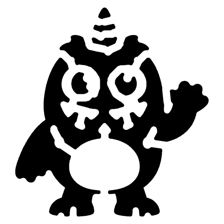 Black-and-white Standard carving pattern of the waving monster