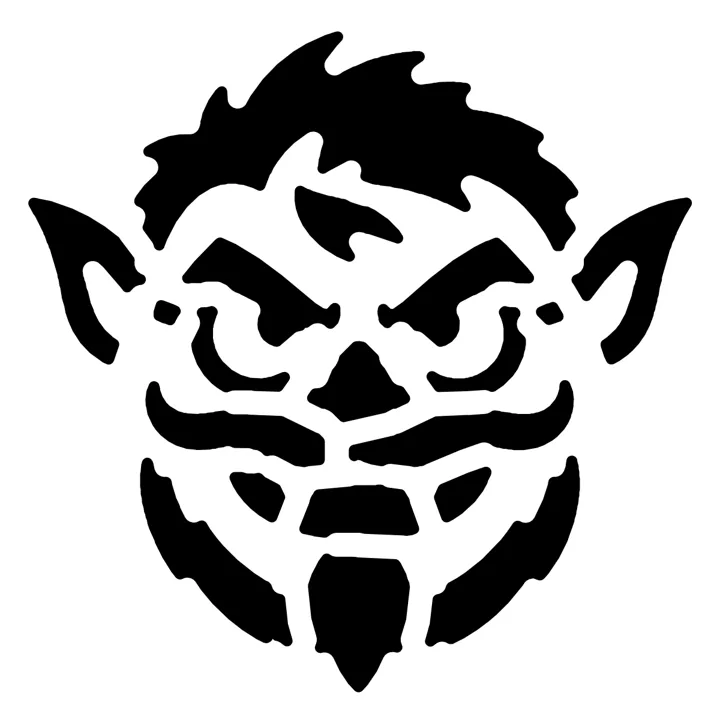 Black-and-white Standard carving pattern of the goblin's face