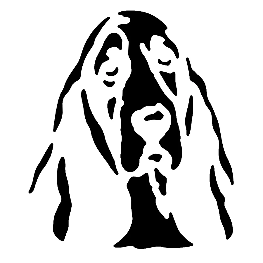 Basset Hound pumpkin carving stencil: black areas are cut away