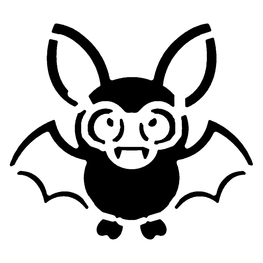 Cute Bat pumpkin stencil, shown glowing