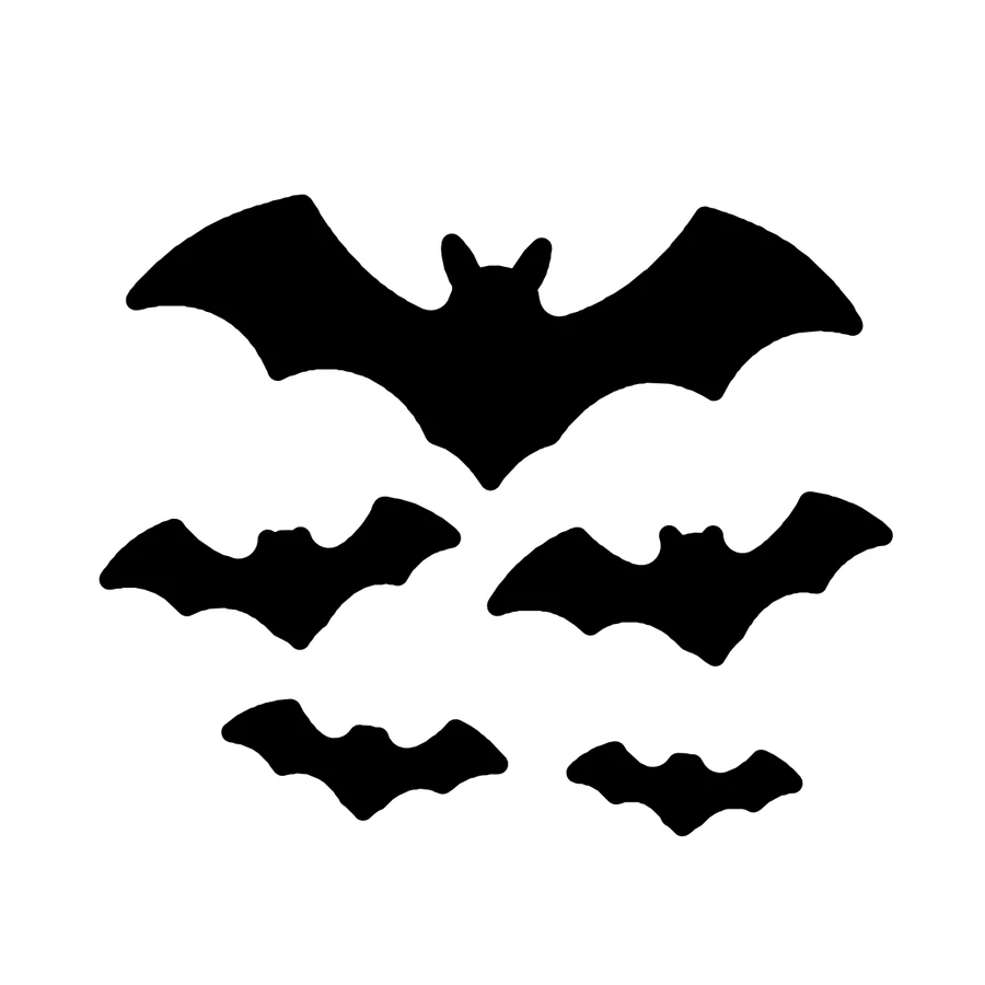 Flock of Bats pumpkin stencil, shown glowing