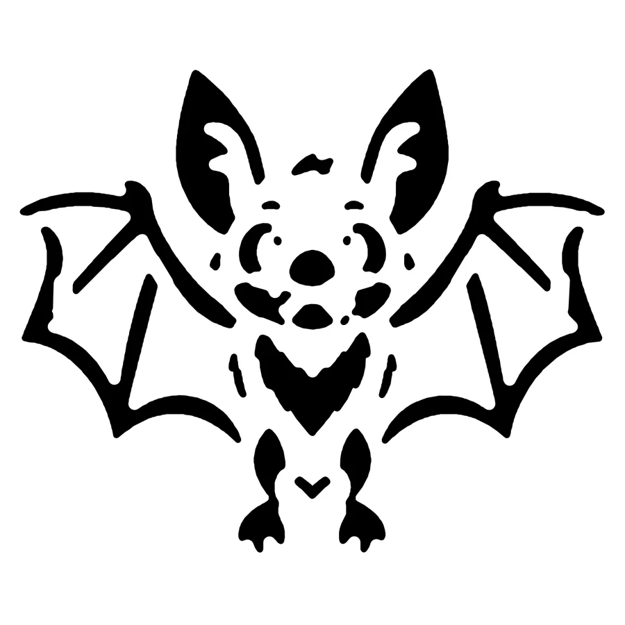 Bat pumpkin stencil, shown glowing