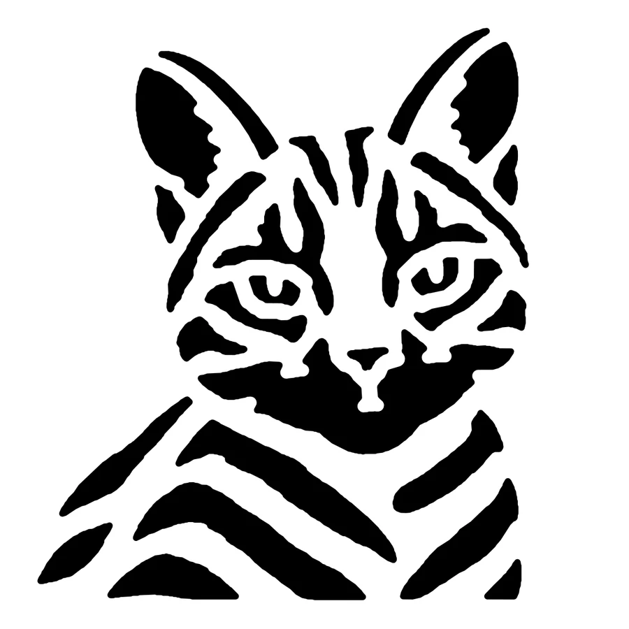 Bengal Cat pumpkin carving stencil: black areas are cut away