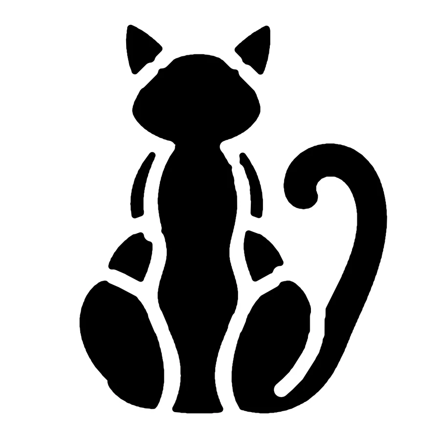 Cat Silhouette pumpkin carving stencil: black areas are cut away
