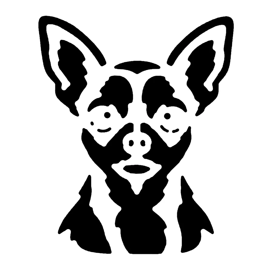 Chihuahua pumpkin carving stencil: black areas are cut away