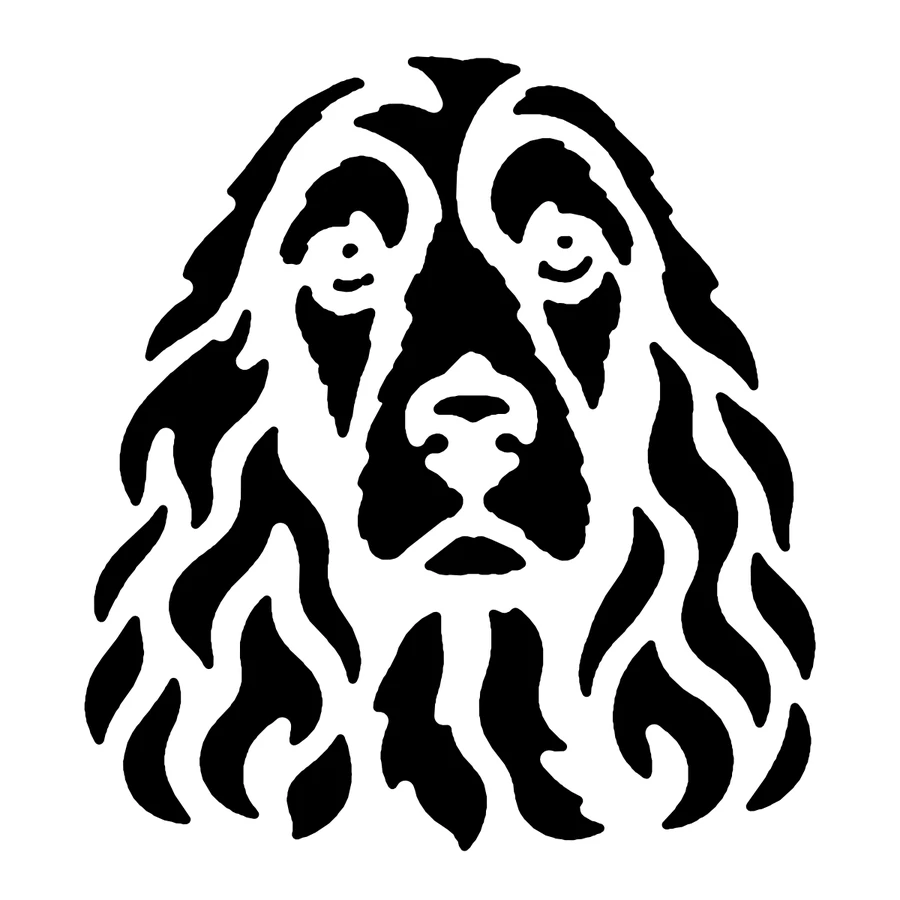 Cocker Spaniel pumpkin carving stencil: black areas are cut away