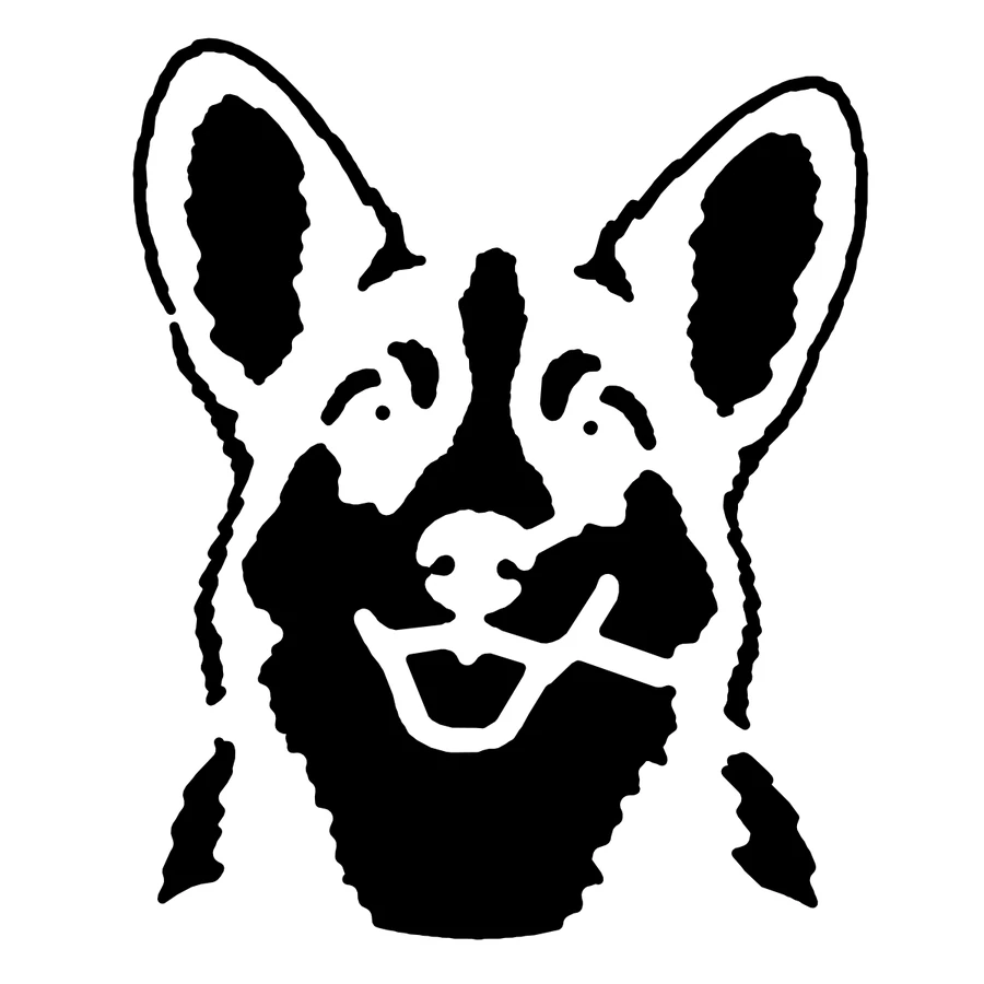 Corgi pumpkin stencil, shown glowing