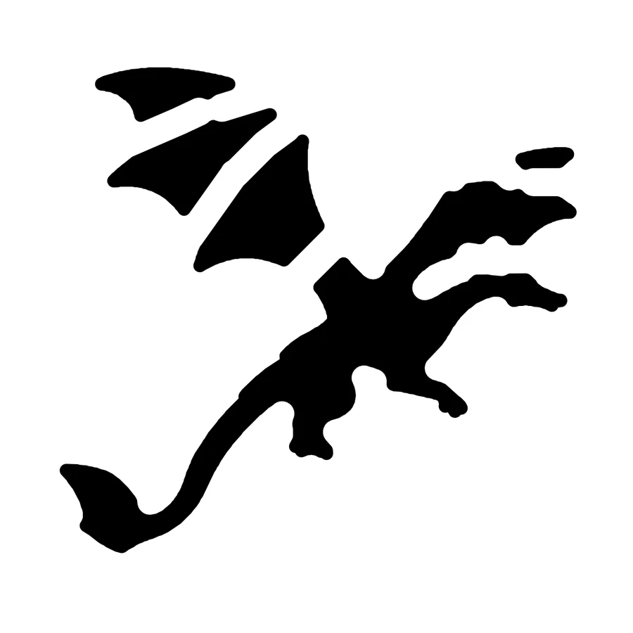 Flying Dragon pumpkin stencil, shown glowing