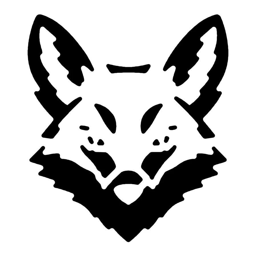 Fox pumpkin stencil, shown glowing