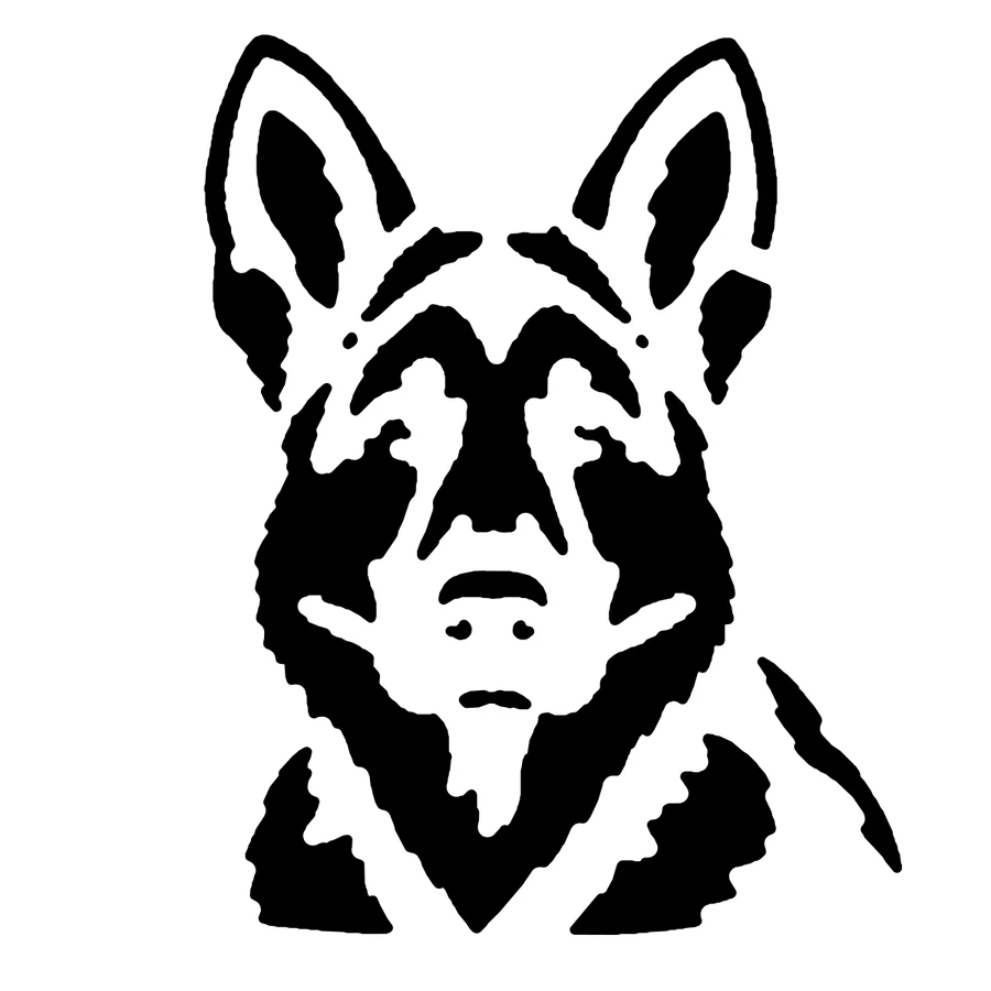 German Shepherd pumpkin stencil, shown glowing