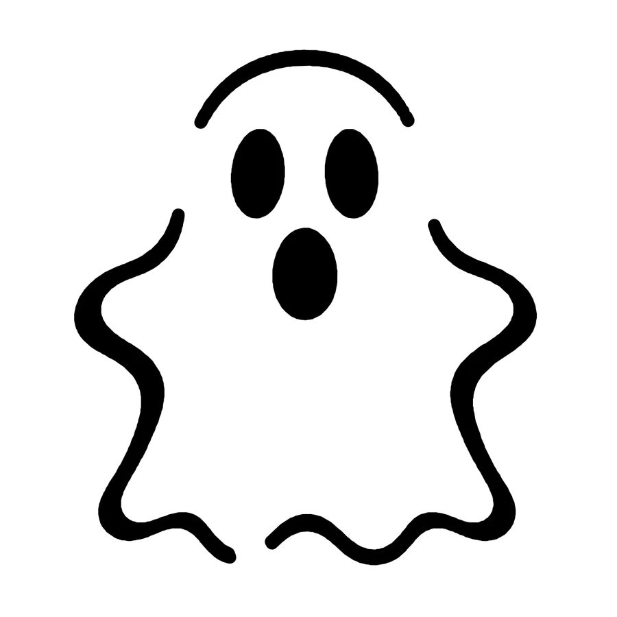 Ghost pumpkin stencil, shown glowing