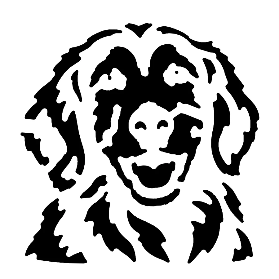 Golden Retriever pumpkin carving stencil: black areas are cut away