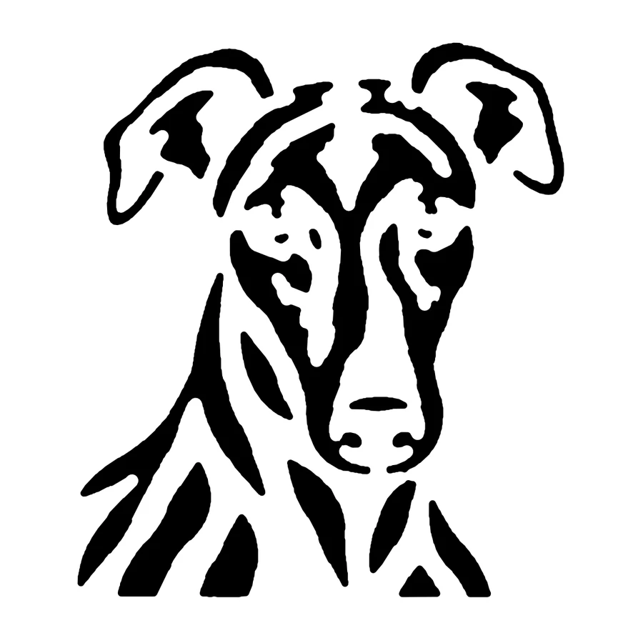 Greyhound pumpkin carving stencil: black areas are cut away