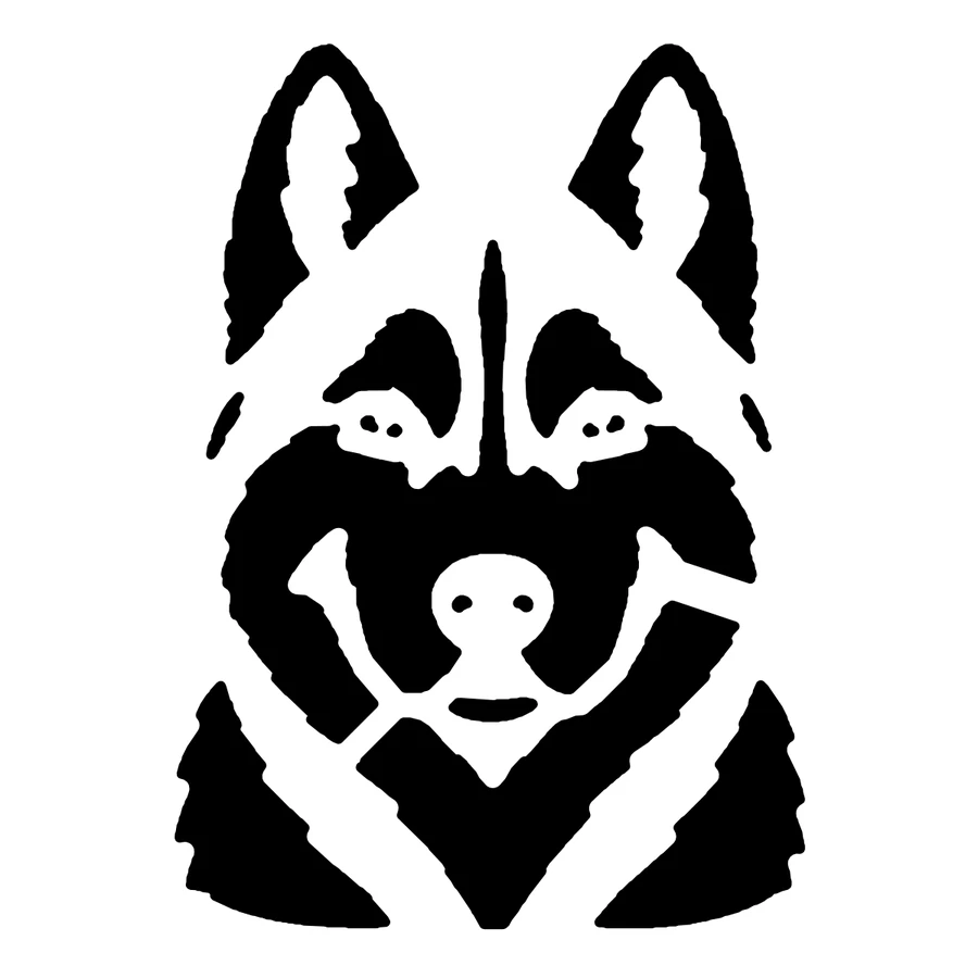 Husky pumpkin stencil, shown glowing