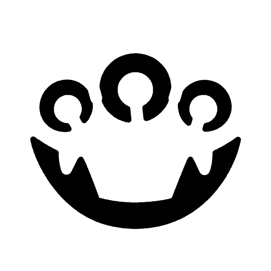 Monster Jack-o'-Lantern Face pumpkin stencil, shown glowing