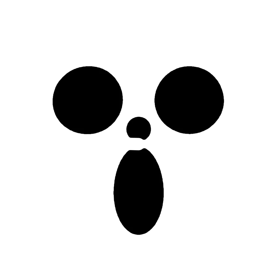 Surprised Jack-o'-Lantern Face pumpkin stencil, shown glowing