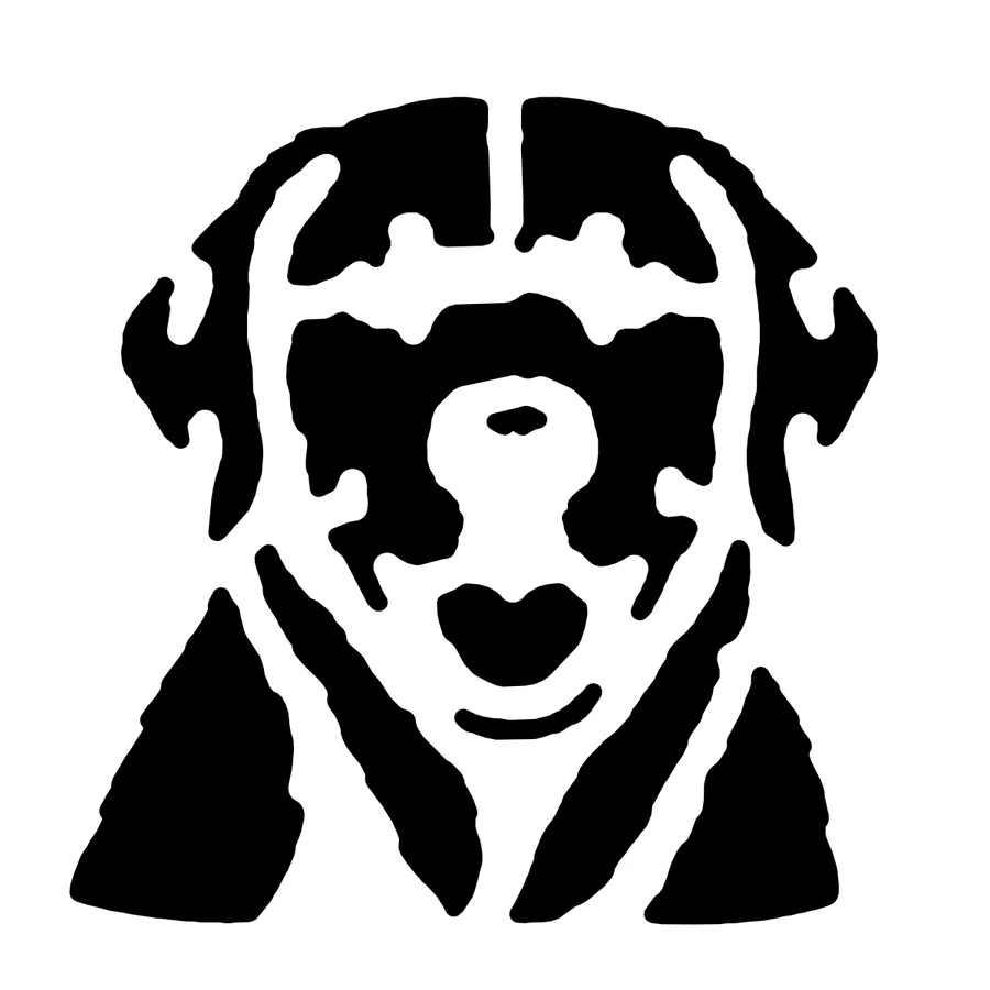 Yellow Labrador pumpkin stencil, shown glowing