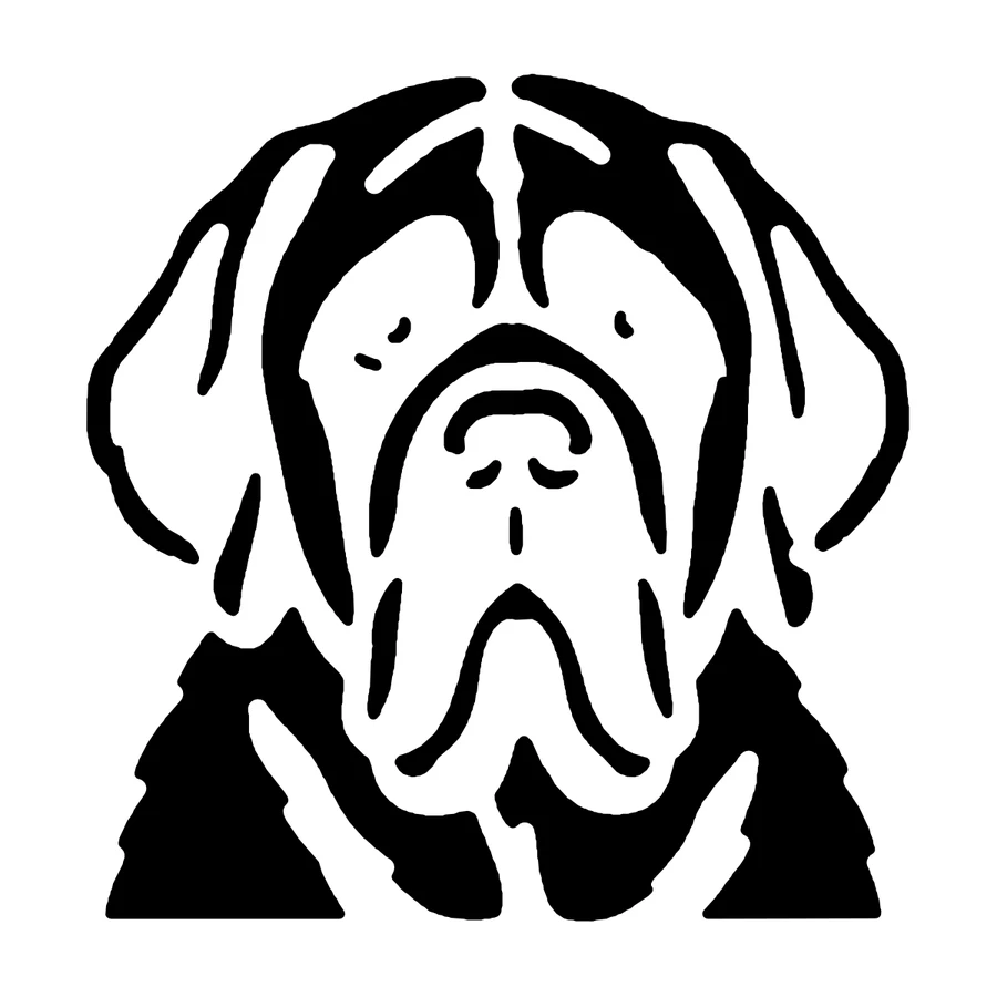Mastiff pumpkin carving stencil: black areas are cut away
