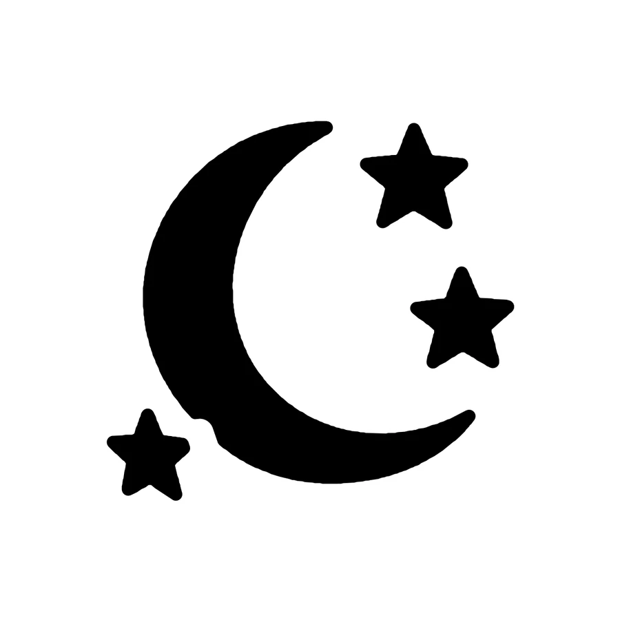 Moon and Stars pumpkin stencil, shown glowing