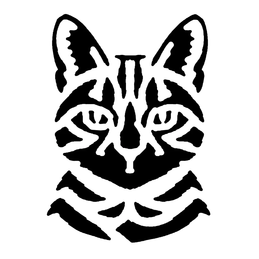 Orange Tabby Cat pumpkin carving stencil: black areas are cut away