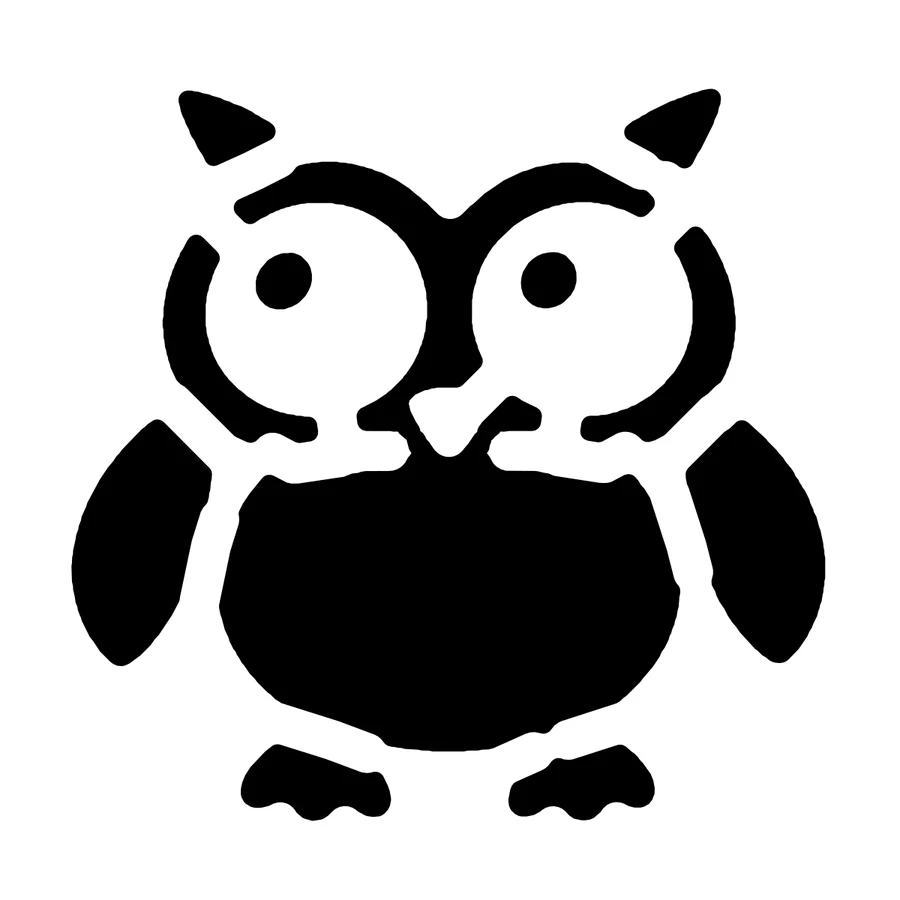 Cute Owl pumpkin stencil, shown glowing