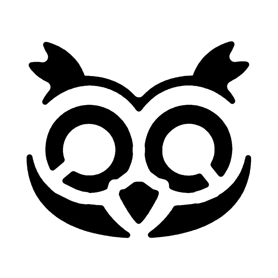 Owl Face pumpkin carving stencil: black areas are cut away