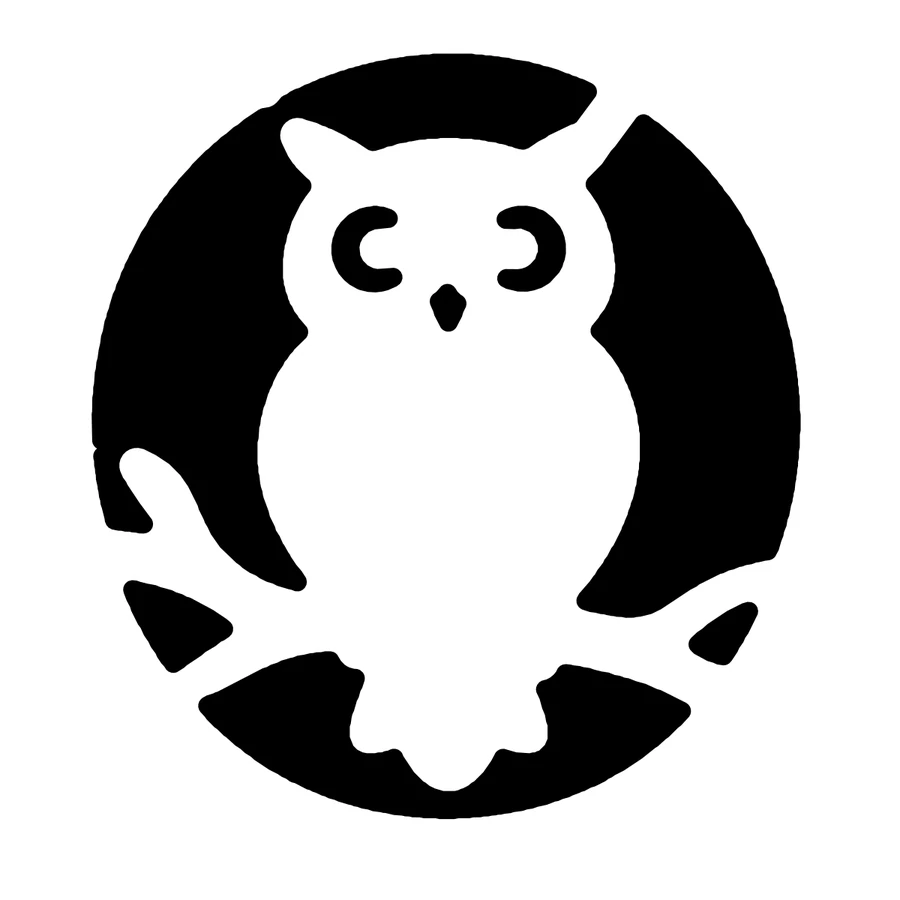 Owl and Moon pumpkin stencil, shown glowing