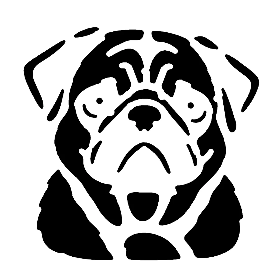 Pug pumpkin stencil, shown glowing