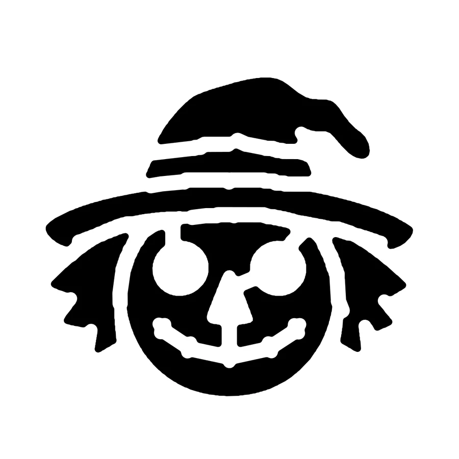 Scarecrow pumpkin stencil, shown glowing