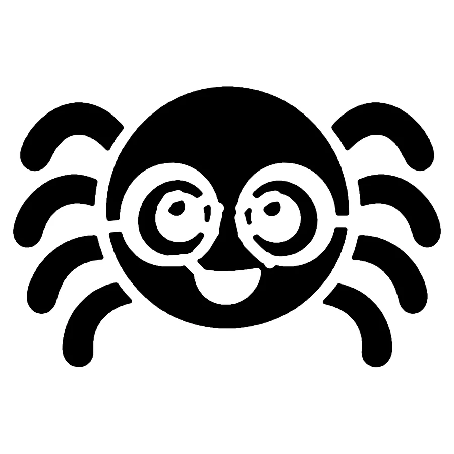 Cute Spider pumpkin stencil, shown glowing