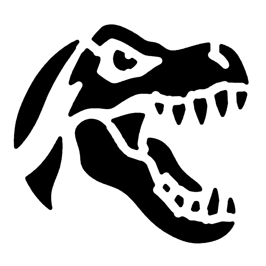 T. Rex Head pumpkin stencil, shown glowing