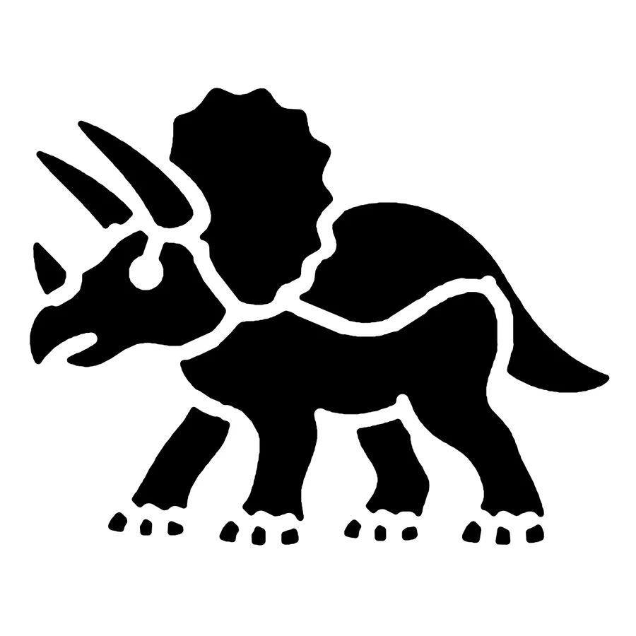 Triceratops pumpkin stencil, shown glowing