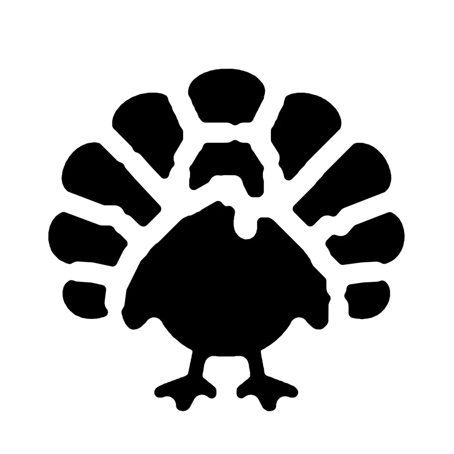 Turkey pumpkin stencil, shown glowing