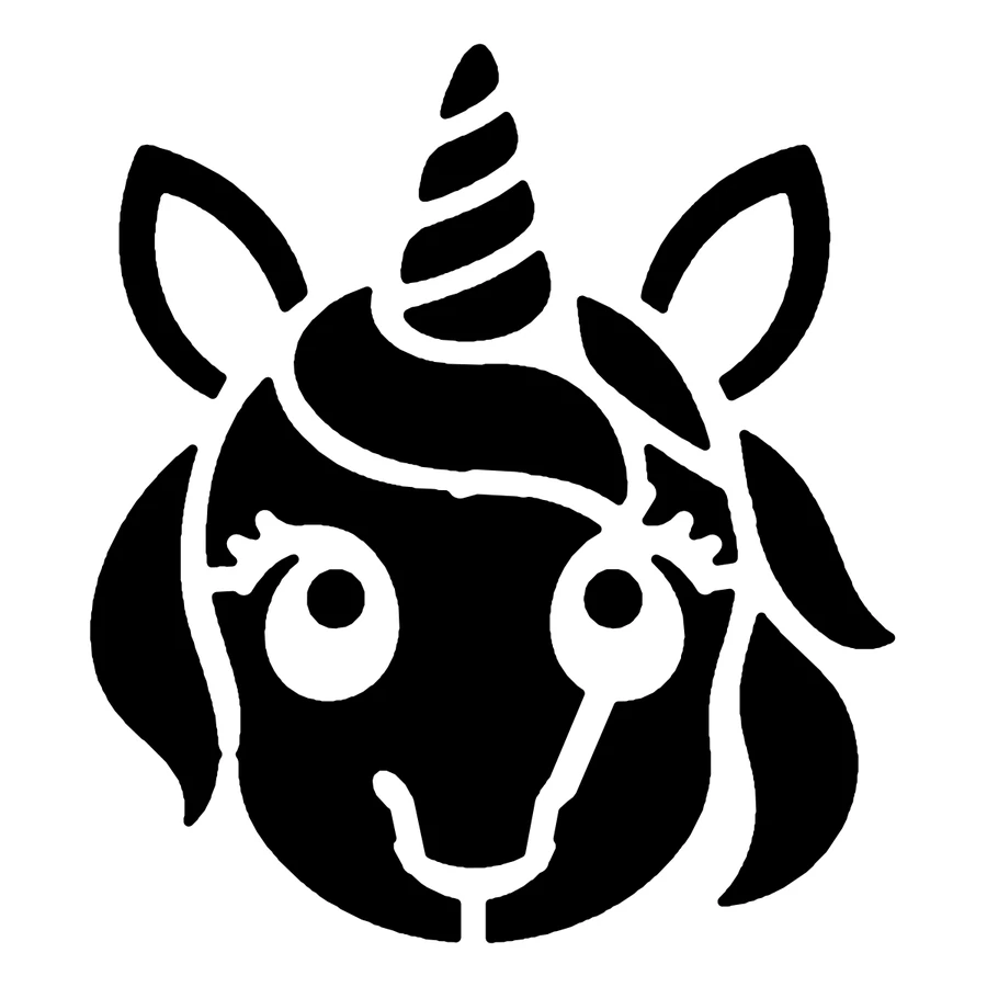 Cute Unicorn pumpkin stencil, shown glowing