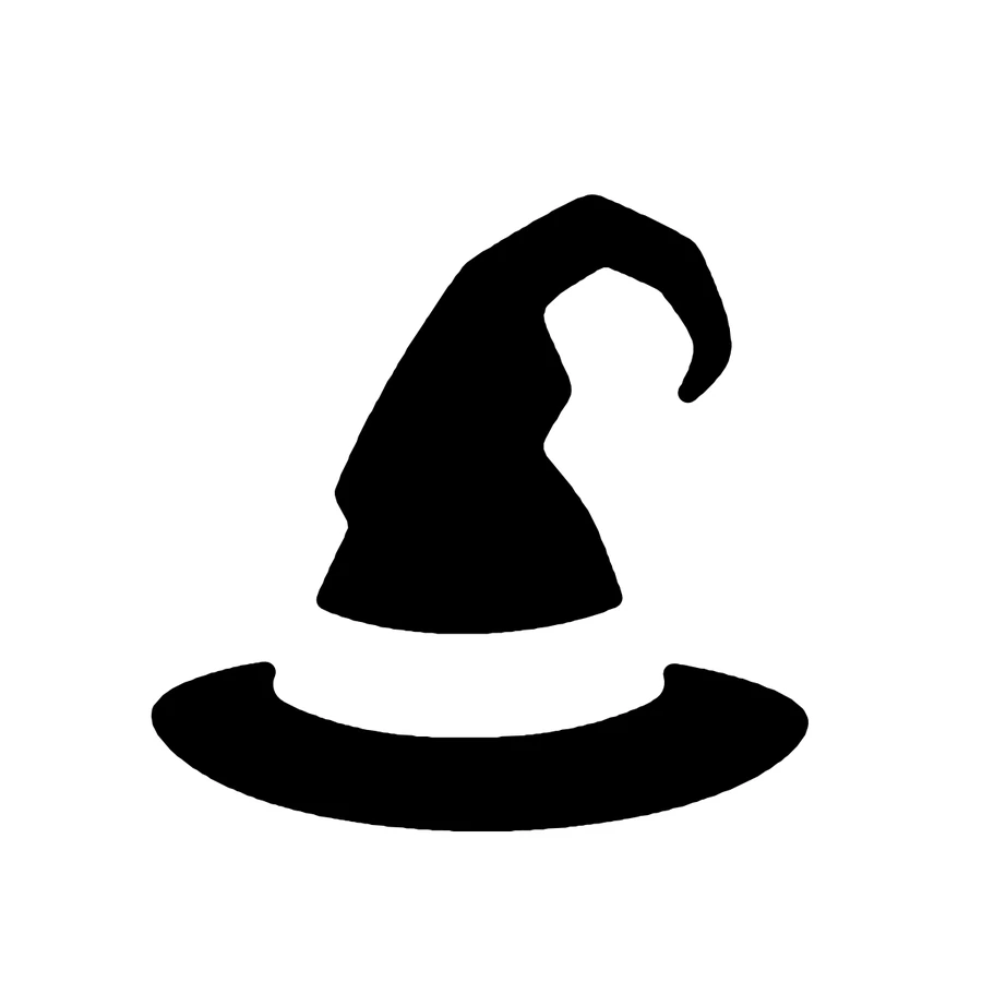 Witch Hat pumpkin stencil, shown glowing