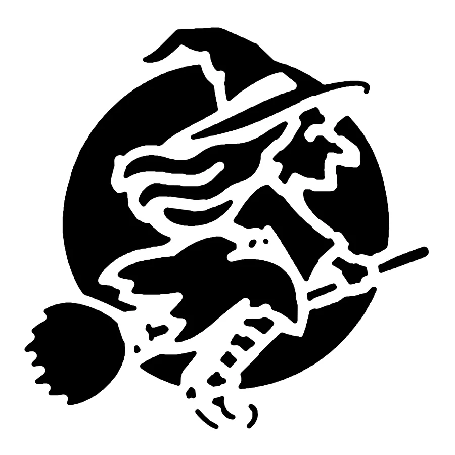 Witch Flying Past the Moon pumpkin stencil, shown glowing