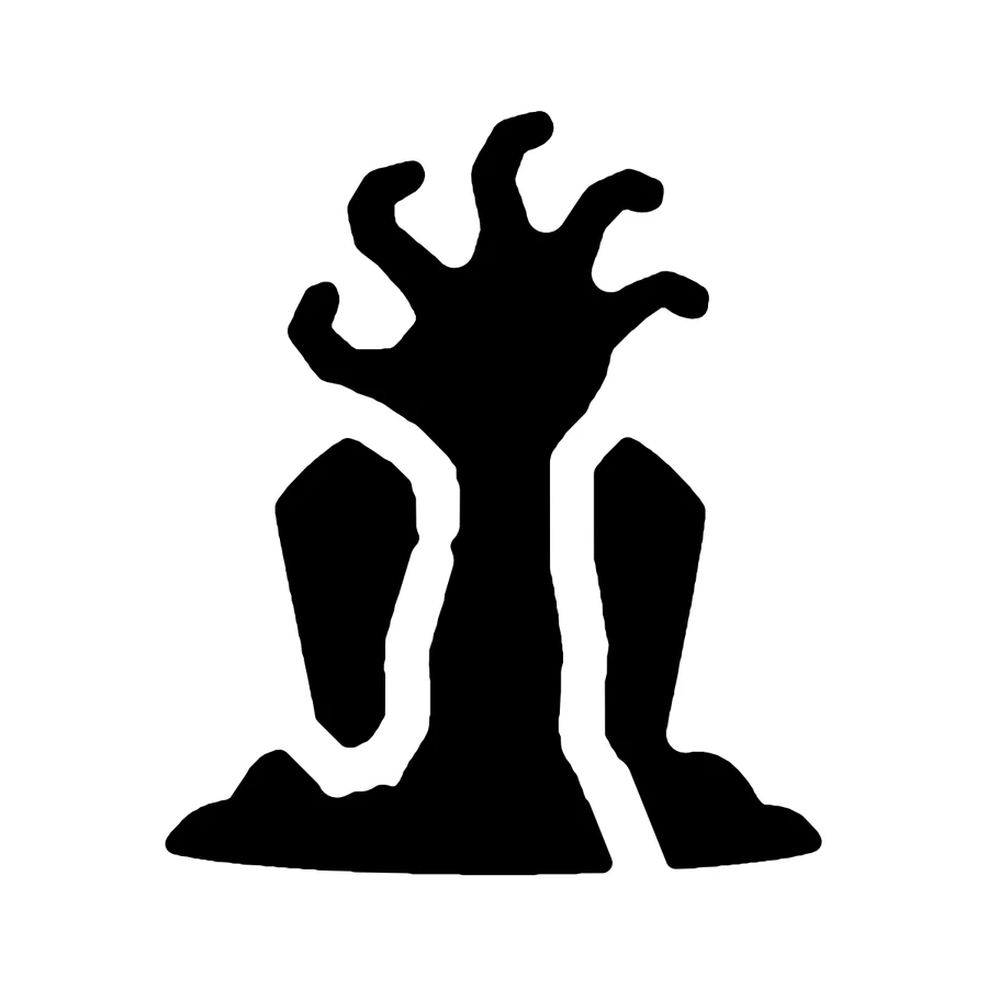 Zombie Hand pumpkin stencil, shown glowing